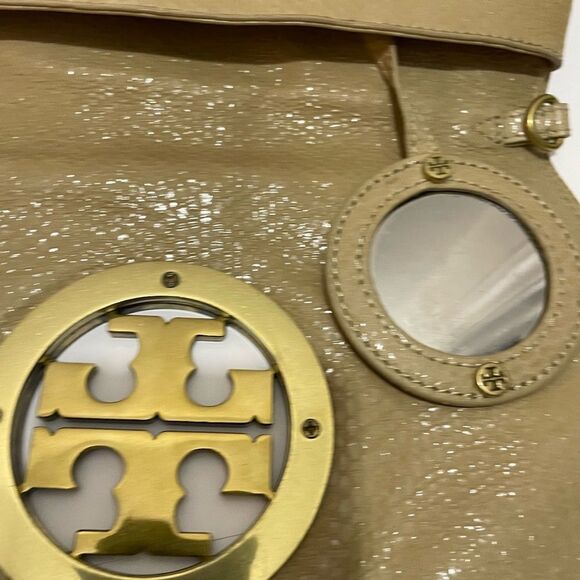 TORY BURCH Solid Tan Leather Clutch Bag Purse - Picture 13 of 14